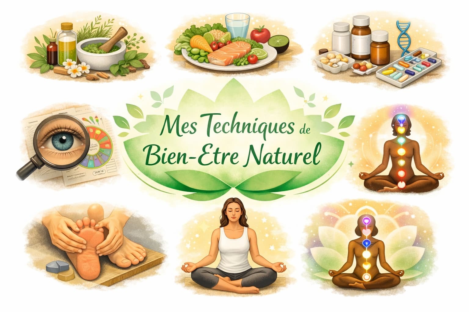 image illustrant toutes les technique de la naturopathe, naturopathie , Annick Tietjen